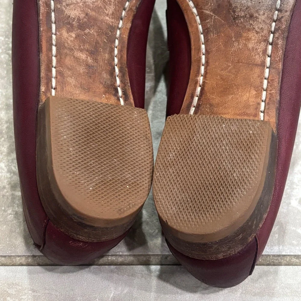 Frye Womens Burgundy Leather Penny Loafers Handsewn Made in USA Oxblood 8.5M